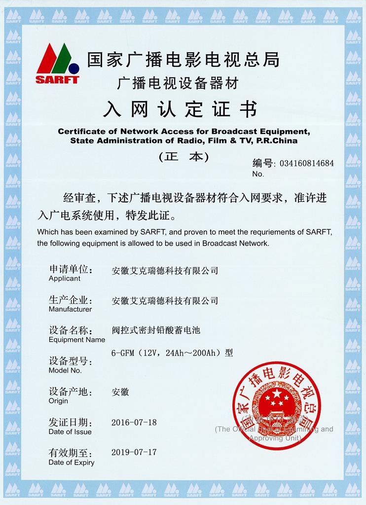 SARFT Certificate